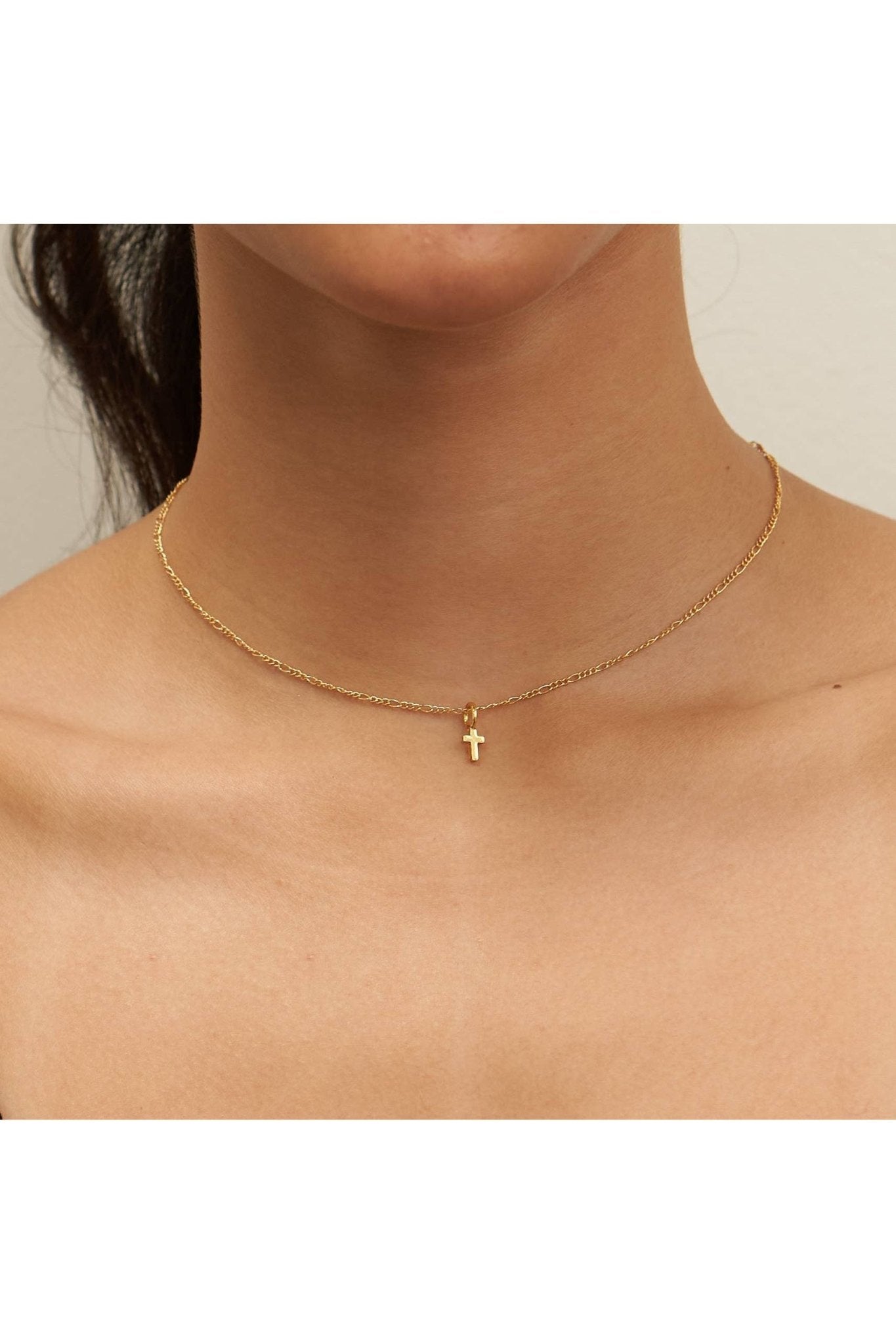 24K Gold Dainty Cross Pendant Necklace - Keepsake