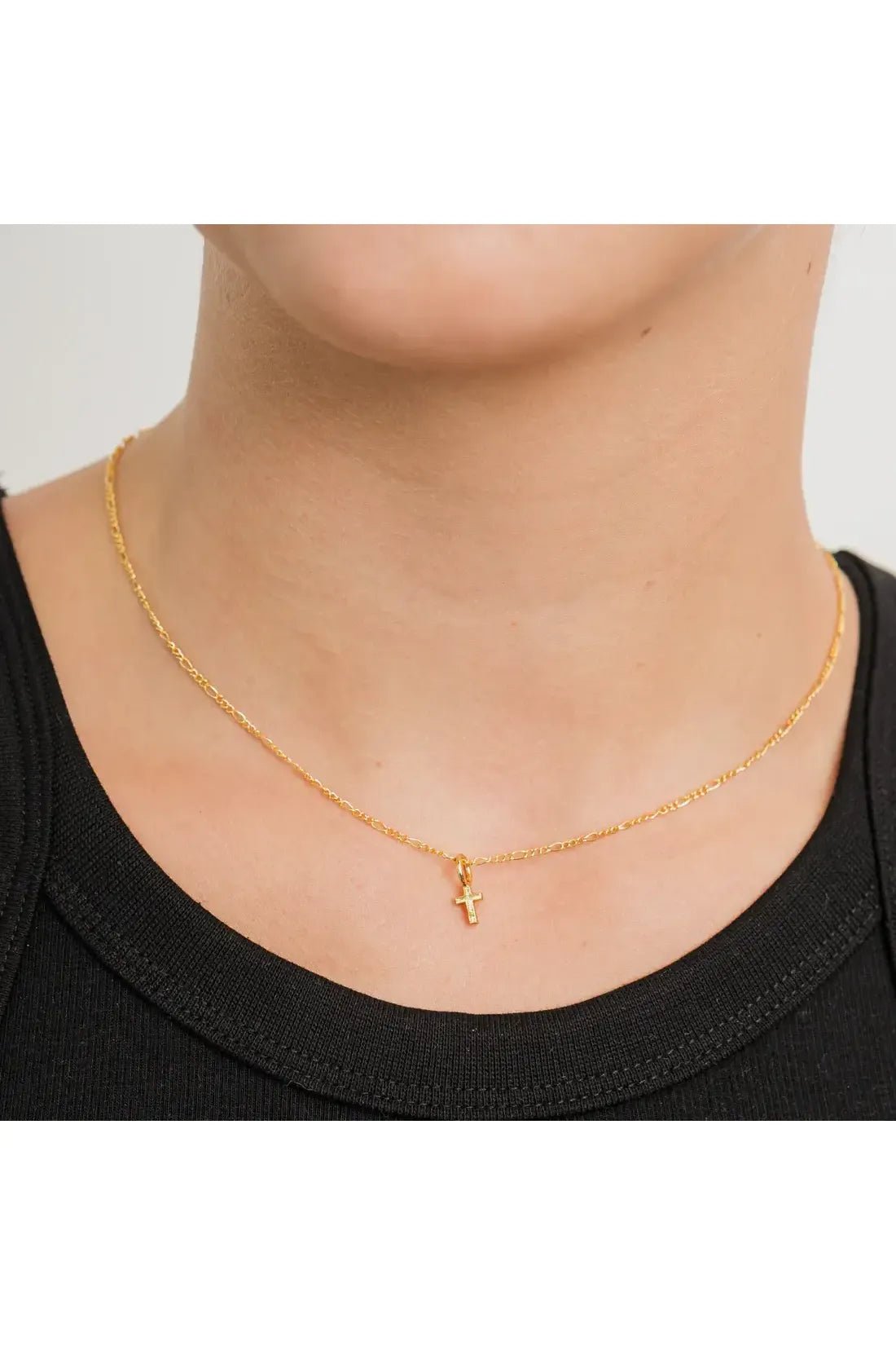 24K Gold Dainty Cross Pendant Necklace - Keepsake