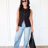 Button Effect Vest - Black