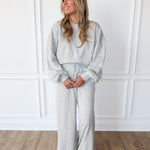The Easy Does It Set – Heather Grey is a cozy women’s sweat set—perfect for casual outfits, travel days, lounging in style, and trendy boutique fashion.