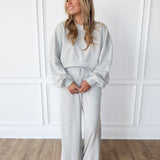 The Easy Does It Set – Heather Grey is a cozy women’s sweat set—perfect for casual outfits, travel days, lounging in style, and trendy boutique fashion.