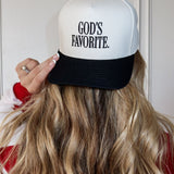 The God’s Favorite Trucker Hat is a bold embroidered women’s trucker hat—perfect for casual streetwear, weekend outfits, and trendy boutique accessories.