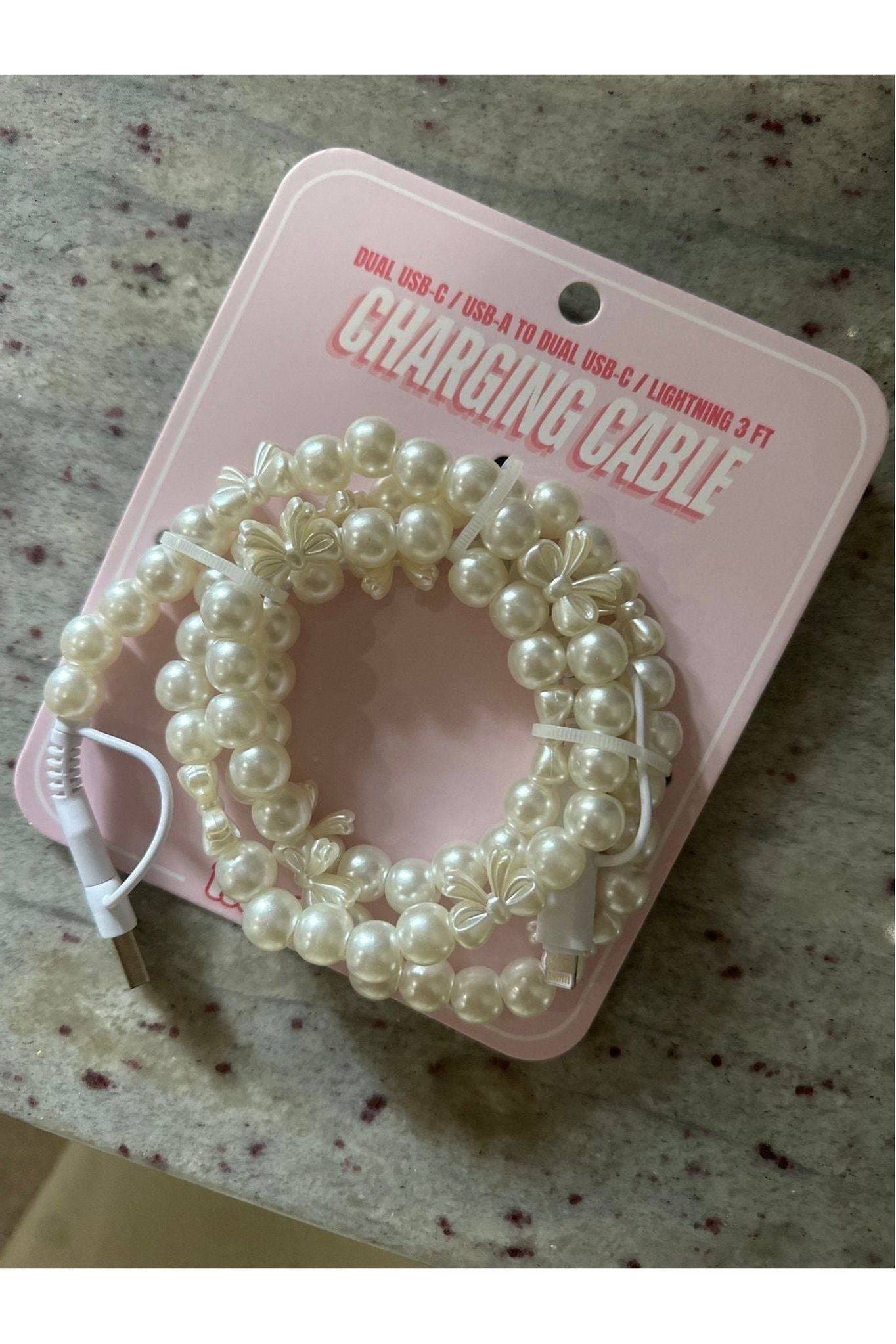 Beaded Car Charger - Pearl Bow - Keepsake