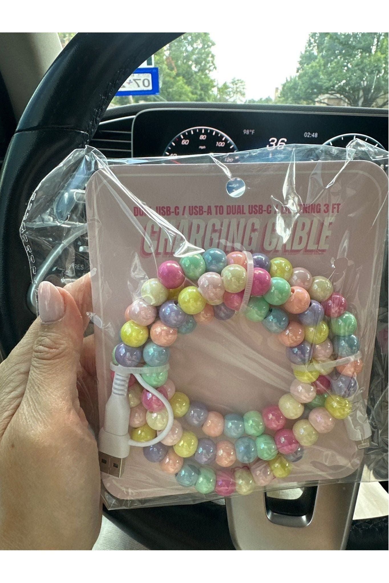 Beaded Car Charger - Rainbow Pearl - Keepsake