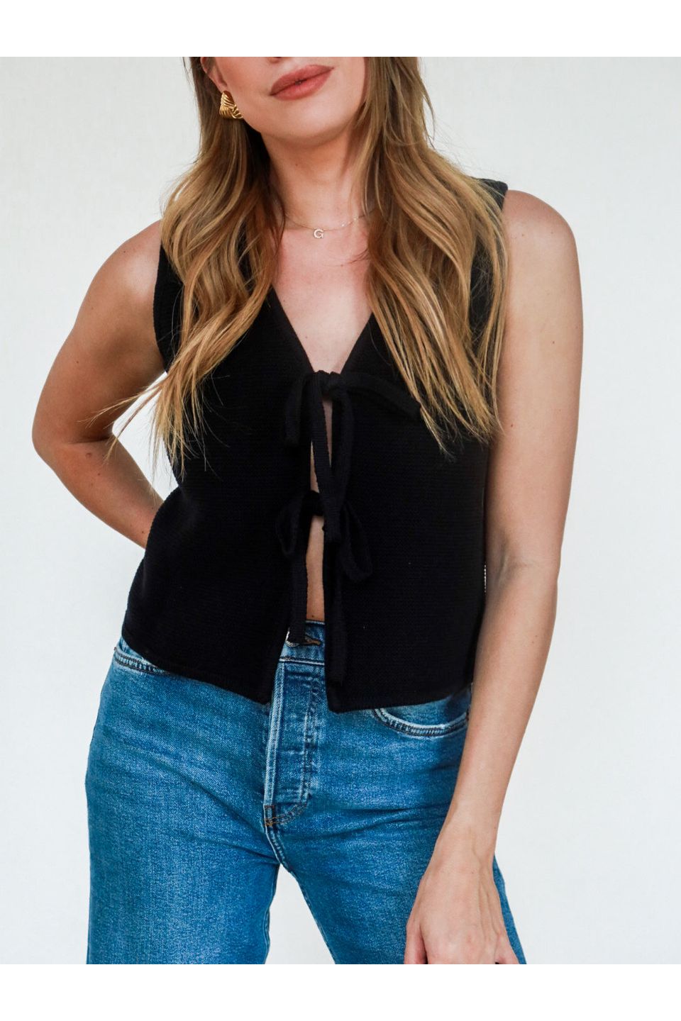 Knotted & Noticed Knitted Vest - Black - Keepsake