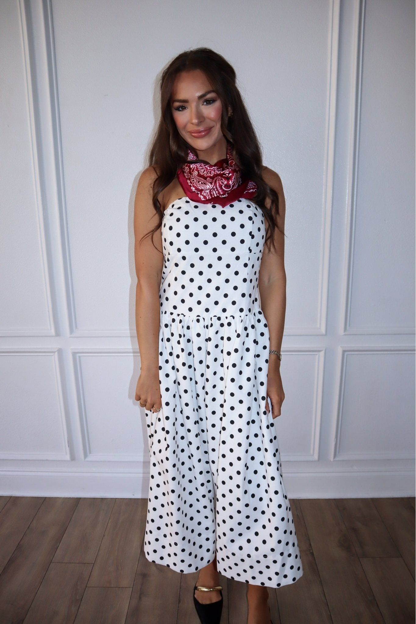 Spot On Strapless Midi Dress - Keepsake