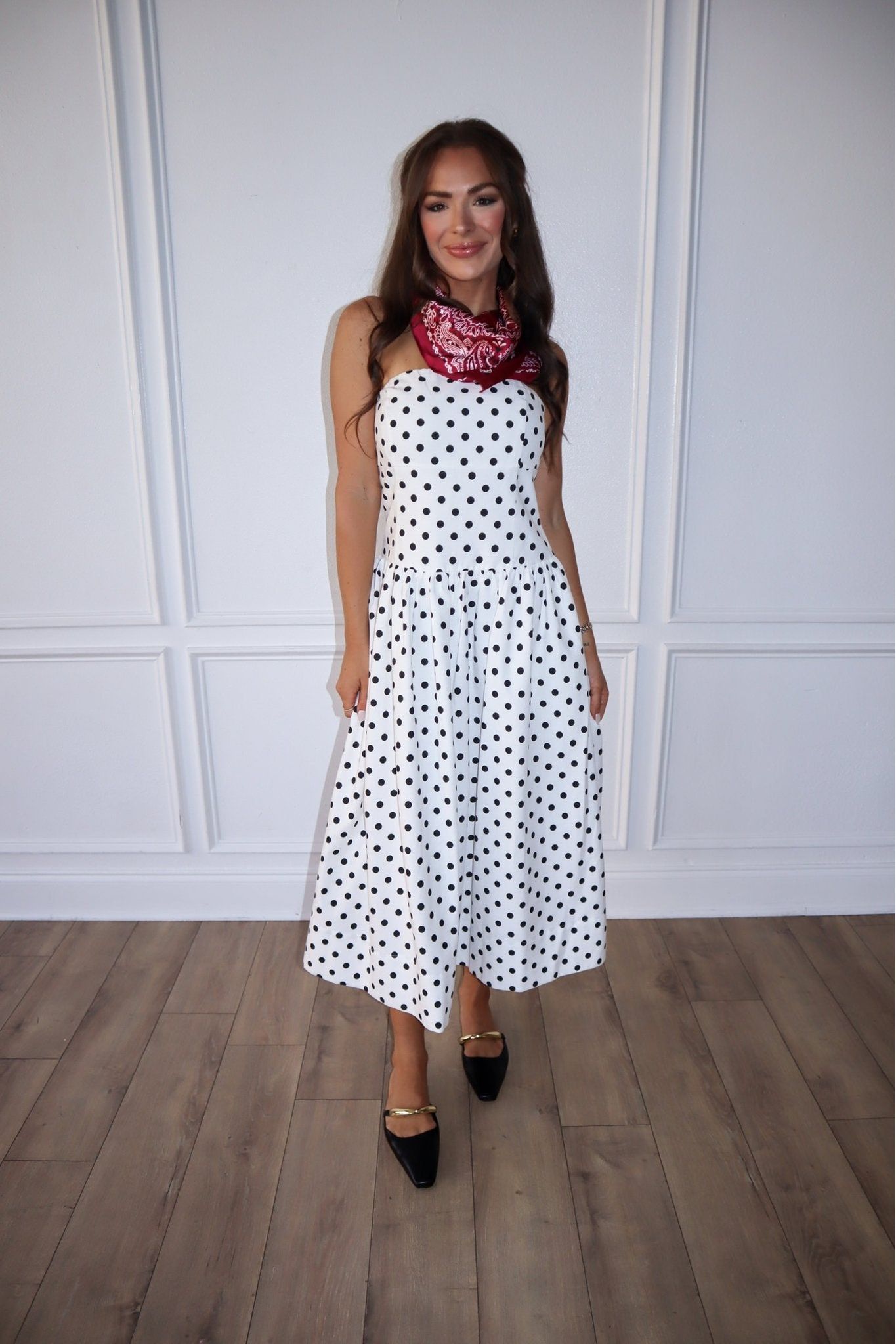 Spot On Strapless Midi Dress - Keepsake