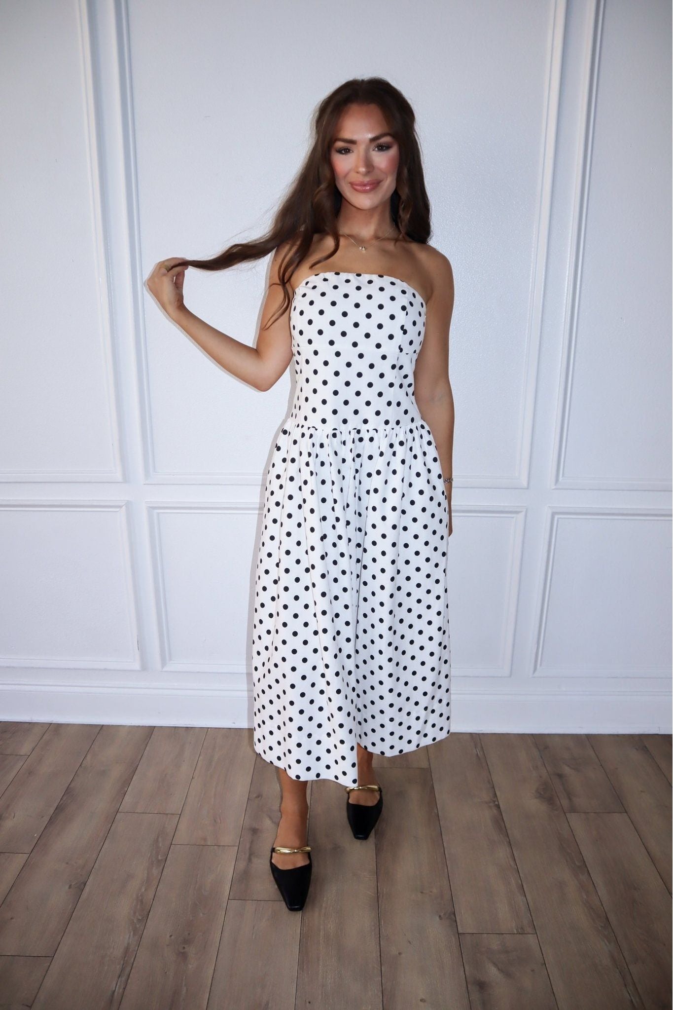 Spot On Strapless Midi Dress - Keepsake