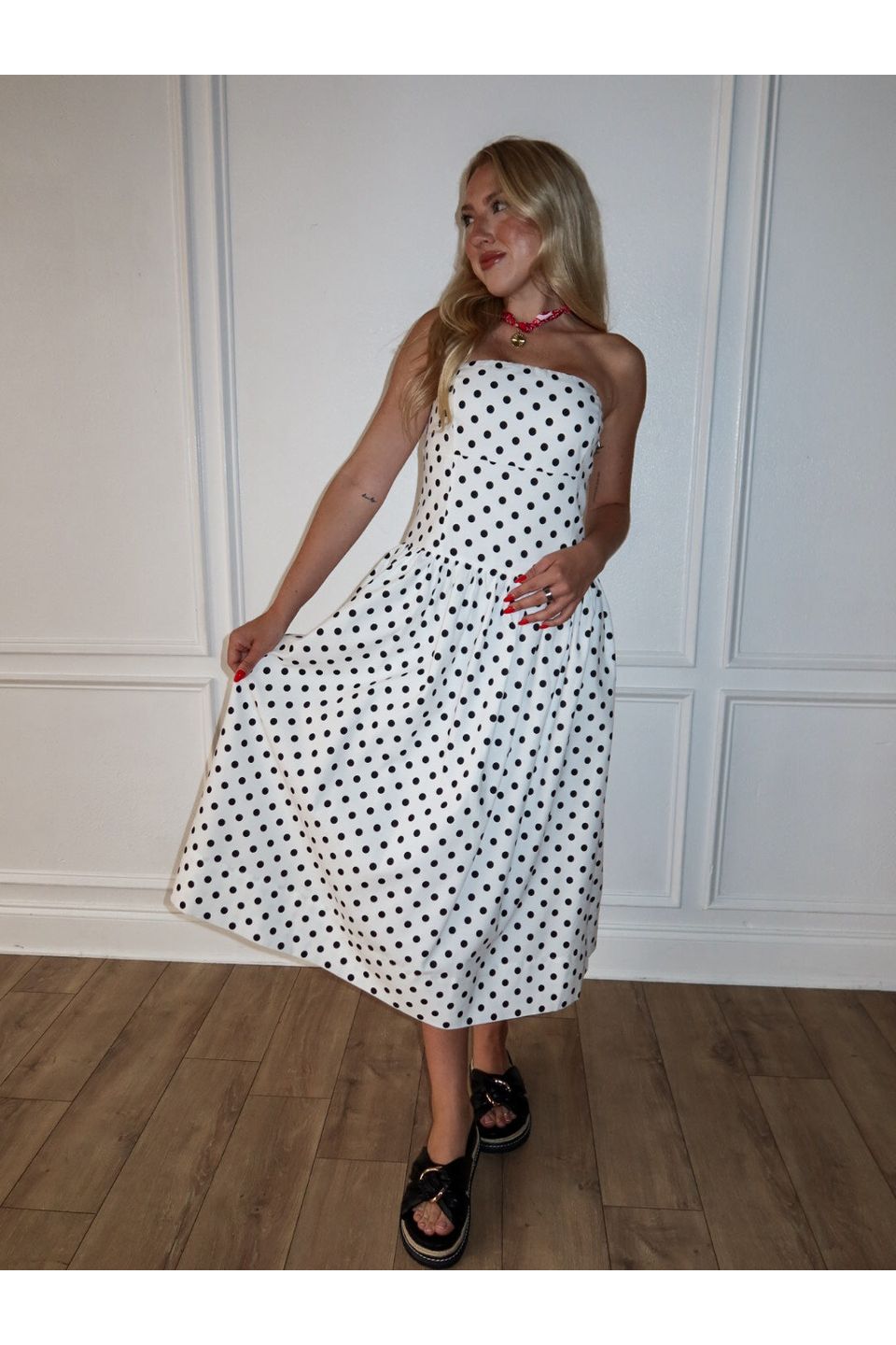 Spot On Strapless Midi Dress - Keepsake