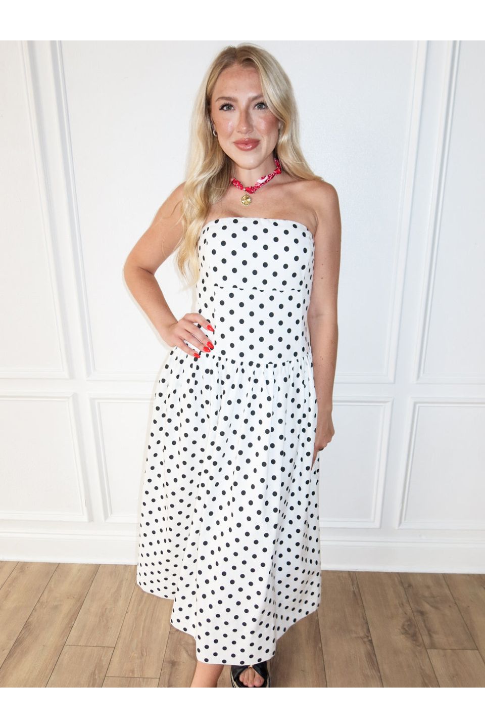 Spot On Strapless Midi Dress - Keepsake
