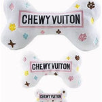 White Chewy Vuiton Bones Squeaker Dog Toy: Small / Mini - Keepsake