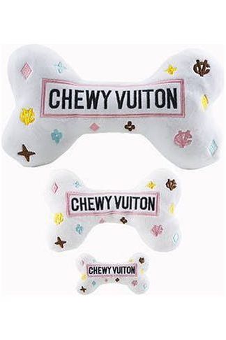 White Chewy Vuiton Bones Squeaker Dog Toy: Small / Mini - Keepsake