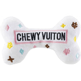 White Chewy Vuiton Bones Squeaker Dog Toy: Small / Mini - Keepsake