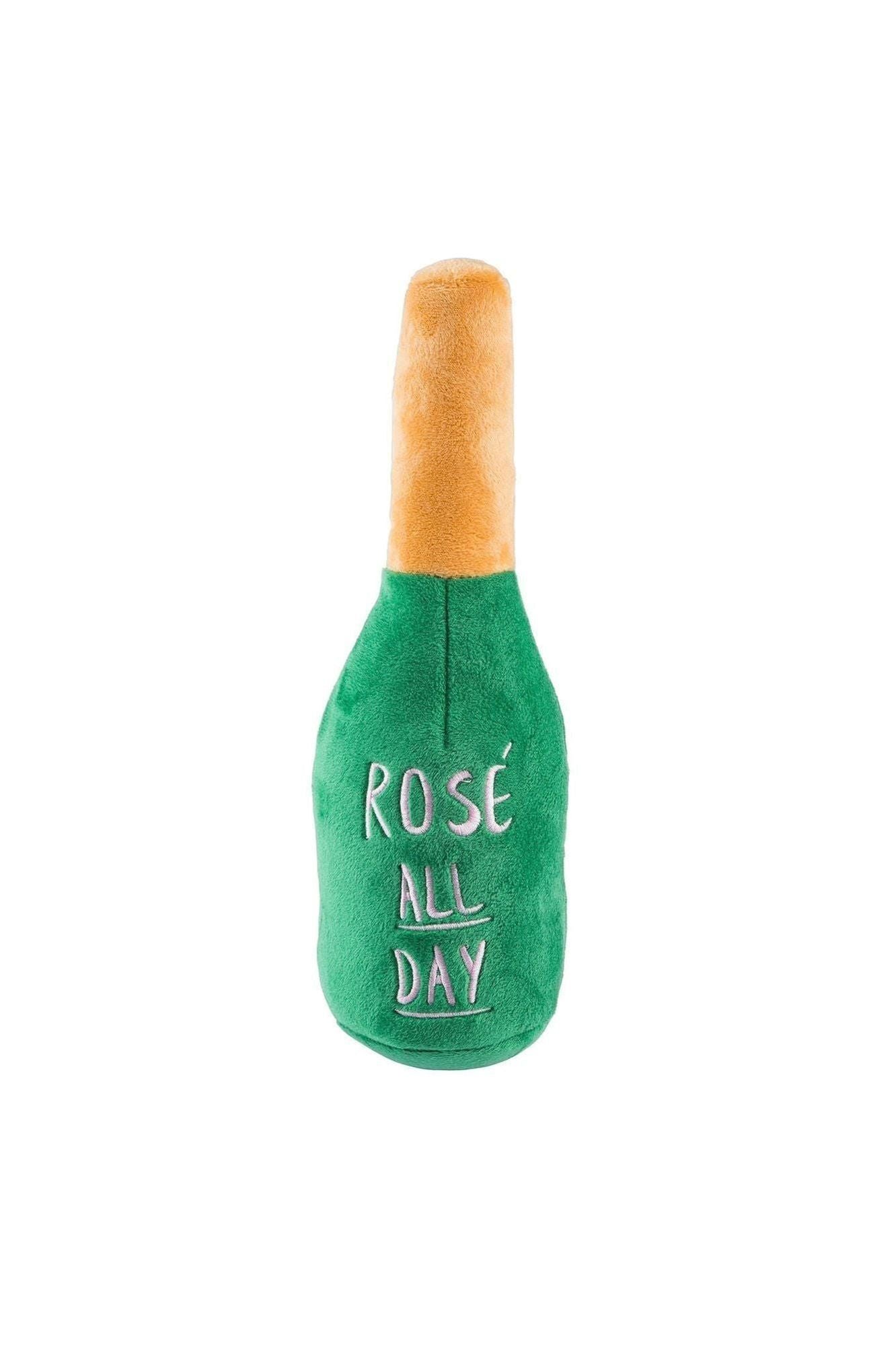 Woof Clicquot Rose' Champagne Bottle Squeaker Dog Toy: Small - Keepsake