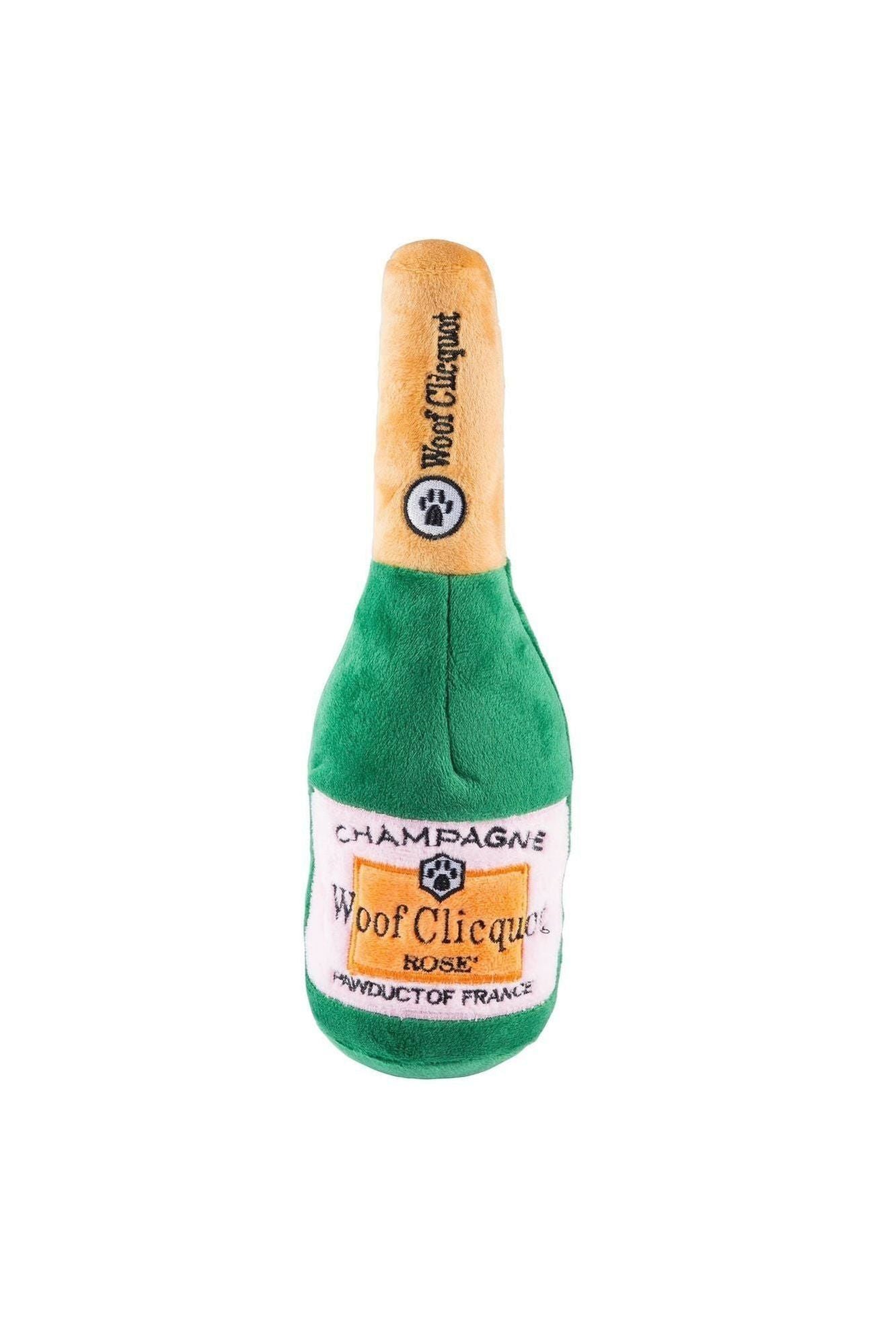Woof Clicquot Rose' Champagne Bottle Squeaker Dog Toy: Small - Keepsake