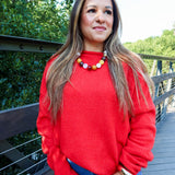 Oversized Piper Pullover Sweater - Tomato