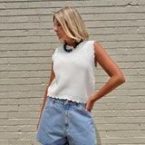 Scalloped Sweater Tank - Ivory