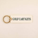 Golf Cart Keys Keychain: Cream/Green / Keychain with Hang Tag - Keepsake