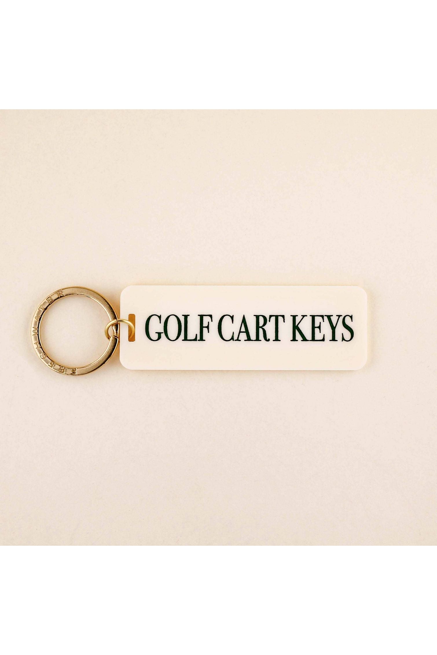 Golf Cart Keys Keychain: Cream/Green / Keychain with Hang Tag - Keepsake