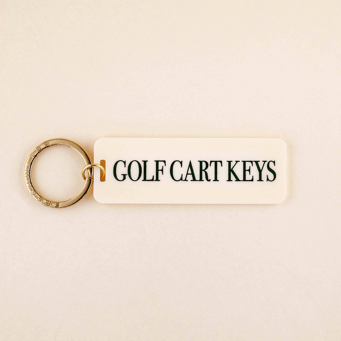 Golf Cart Keys Keychain: Cream/Green / Keychain with Hang Tag - Keepsake