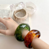 Wide Acrylic Bangle - White