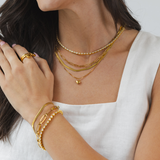 Waterproof Dainty Gold puffy Heart Necklace: Yellow Gold