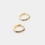 18K Gold Multi - Colored Crystal Huggies - Keepsake