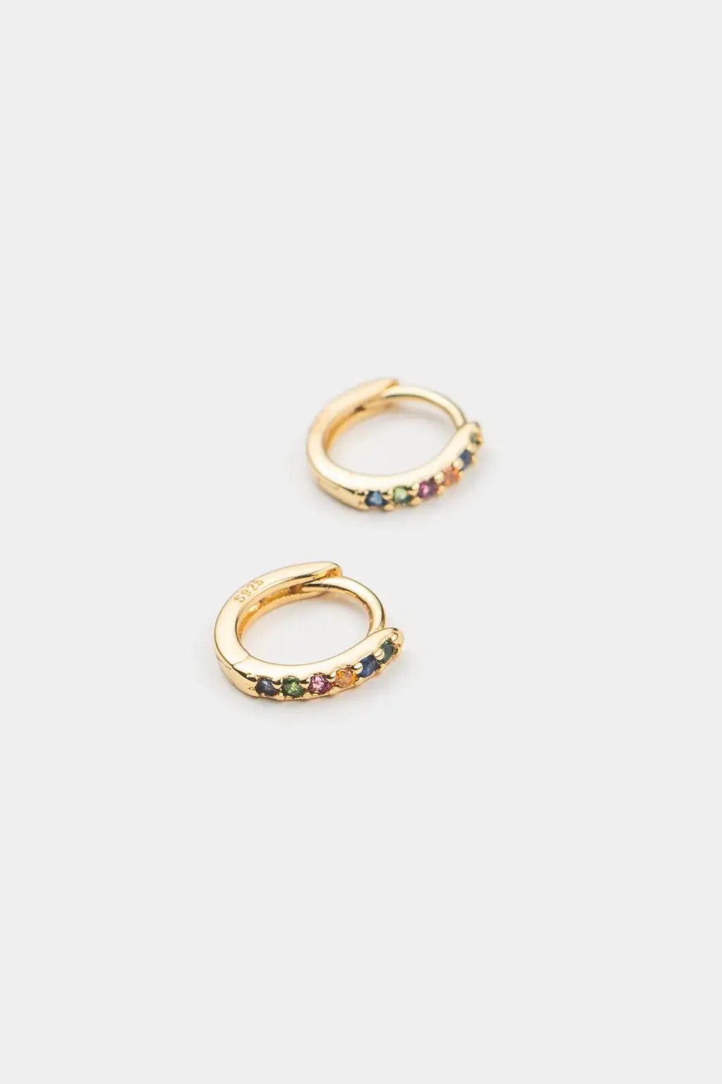 18K Gold Multi - Colored Crystal Huggies - Keepsake