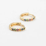 18K Gold Multi - Colored Crystal Huggies - Keepsake