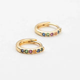 18K Gold Multi - Colored Crystal Huggies - Keepsake