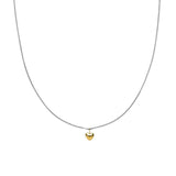 Waterproof Dainty Gold puffy Heart Necklace: Yellow Gold