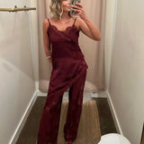 Moonlit Lace Set - Burgundy