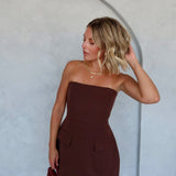 Strut In Style Romper- Chocolate