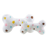 White Chewy Vuiton Bones Squeaker Dog Toy: Small / Mini