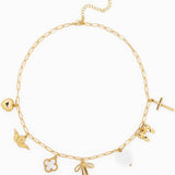 Chunky Bow Multi Gold Charm Necklace