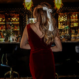 Velvet Skyline Mini Dress - Burgundy