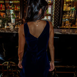 Velvet Skyline Mini Dress - Navy