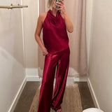 Jeiel Satin Pant - Red