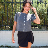 Darling Puff Knit Top - Charcoal