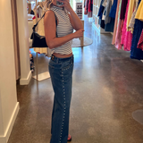 Low Rise Studded Baggy Jean - Dark Denim