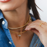 18K Gold Round Brilliant Tennis Necklace: Silver