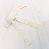 Luxe Beaded Pretty Bow Hair Clip: Cream