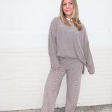 Easy Days Striped Lounge Pant- Mocha