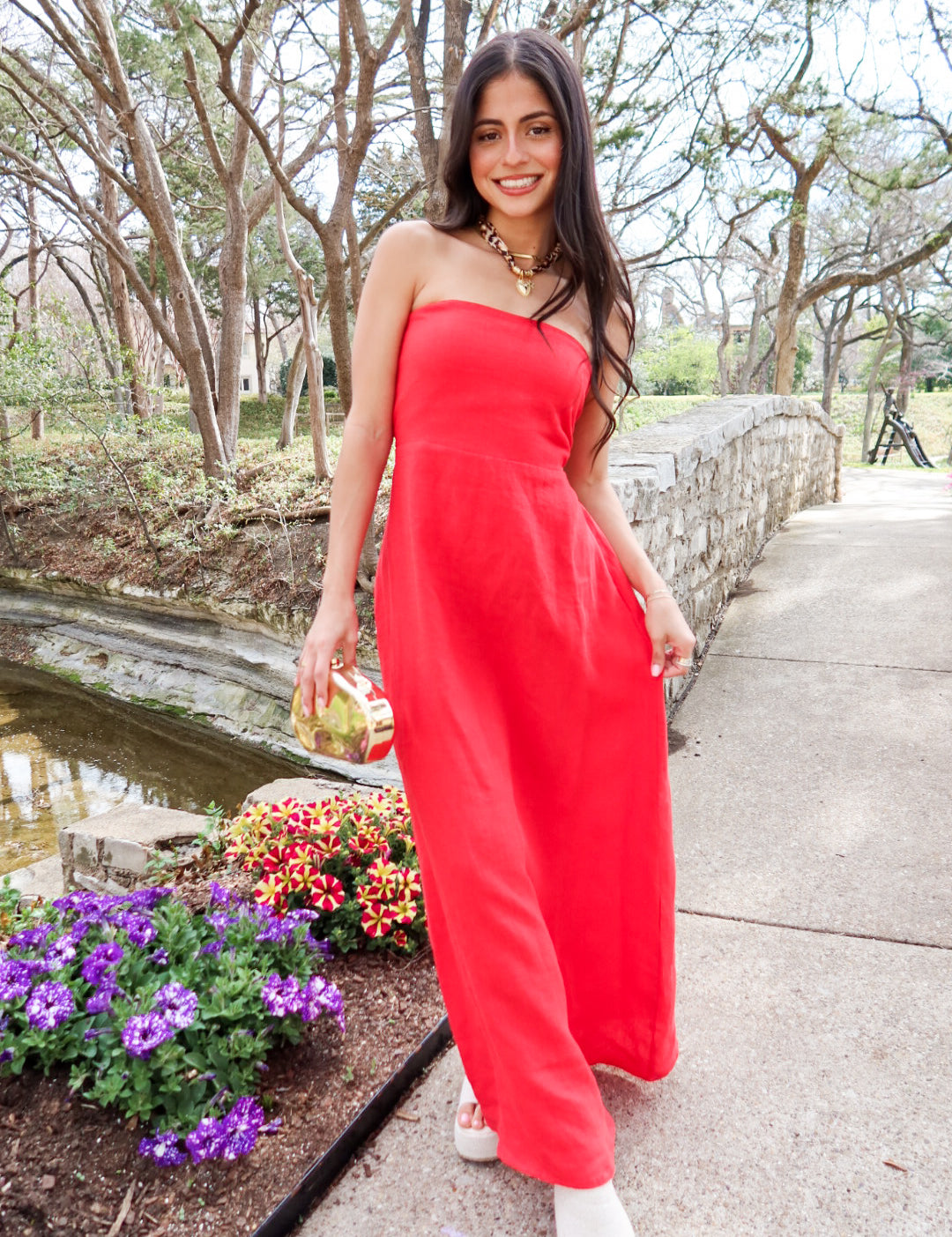 Sienna Strapless Red Maxi Dress