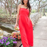 Sienna Strapless Maxi Dress - Red