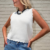 Scalloped Sweater Tank - Ivory