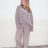 Easy Days Striped Lounge Pant- Mocha