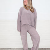 Easy Days Striped Lounge Pant- Mocha