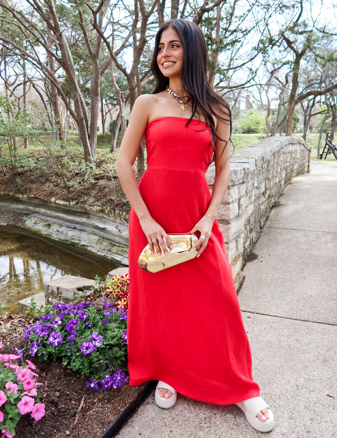 Sienna Strapless Red Maxi Dress