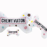 White Chewy Vuiton Bones Squeaker Dog Toy: Small / Mini